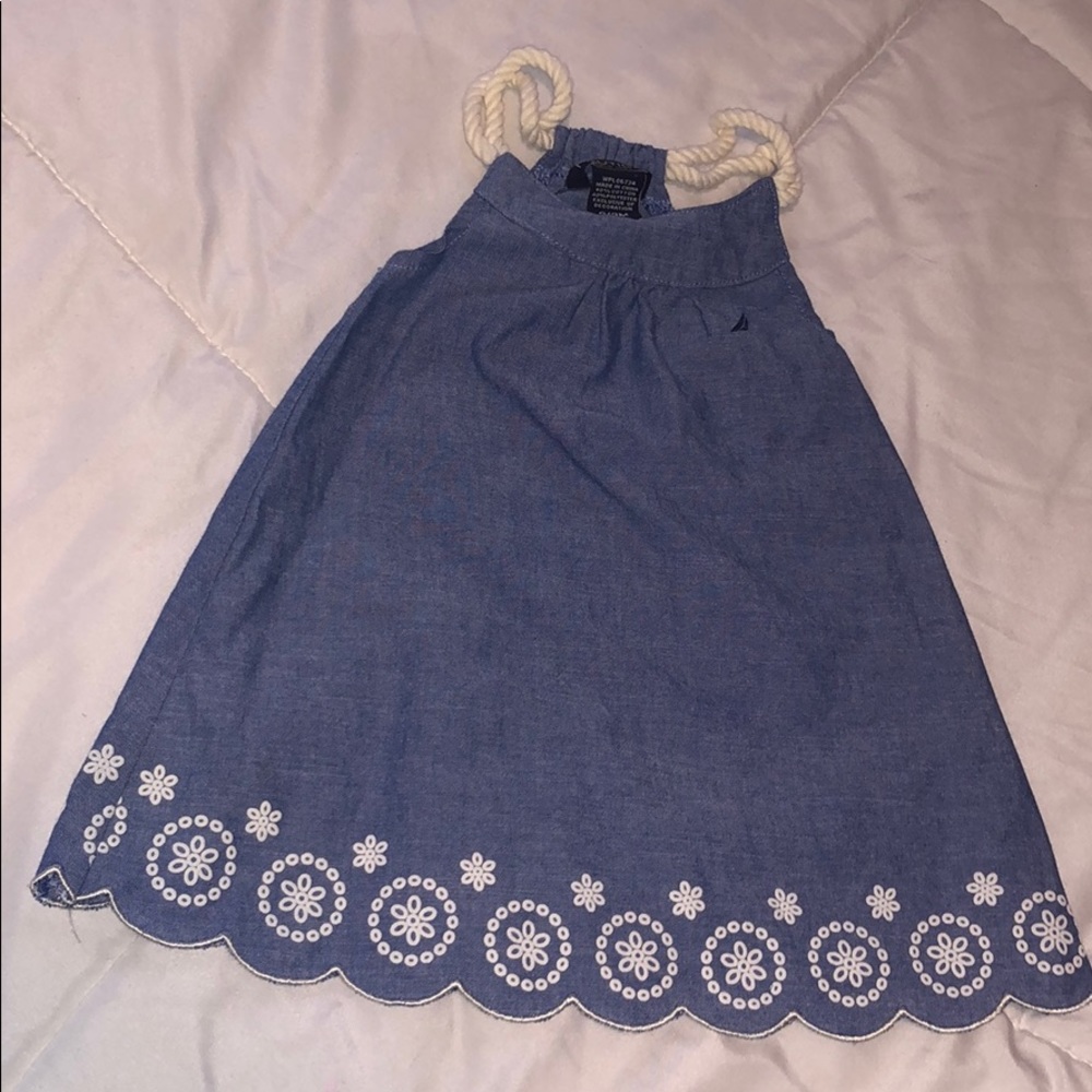 Nautica baby girls dress Jean and rope detail